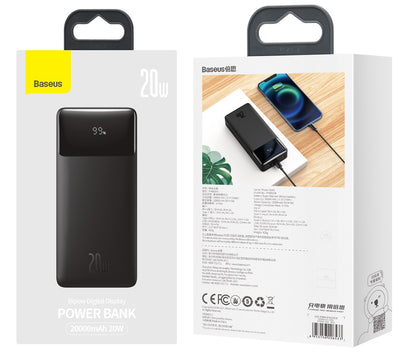 Batteria Esterna Baseus Bipow, 20000mAh, 20W, QC + PD, 1 x USB-C - 2 x USB-A, Nera PPBD050501
