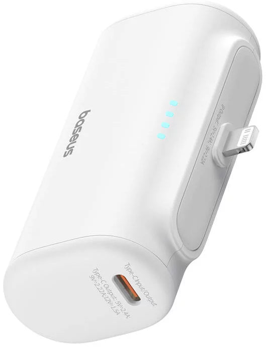 Batteria Esterna Baseus Compact, 5000mAh, 20W, PD, 1 x Lightning - 1 x USB-C, Bianca P10068307213-00