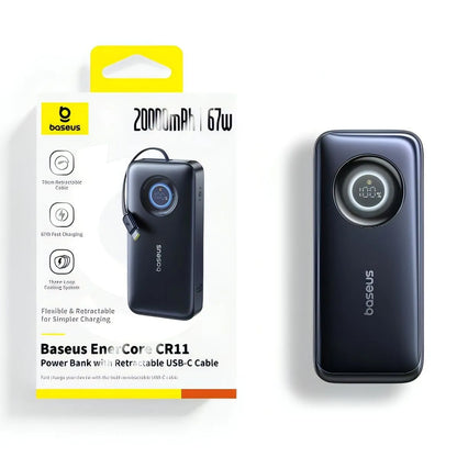Batteria Esterna Baseus EnerCore CR11, 20000mAh, 67W, PD, 2 x USB-C, Nera E0027H00