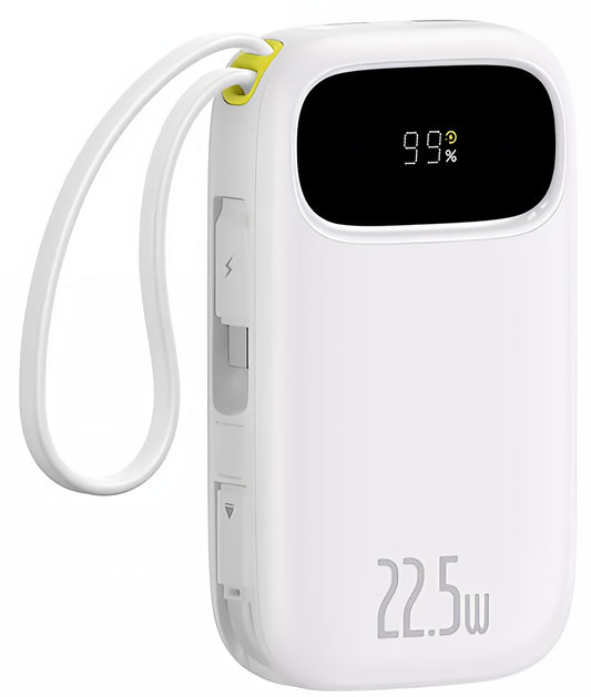 Batteria Esterna Baseus EnerFill FC31, 10000mAh, 22.5W, QC + PD, 1 x Lightning - 1 x USB-A - 2 x USB-C, Bianca P10082106213-00