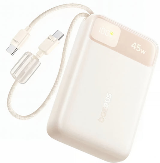 Batteria Esterna Baseus EnerFill FC11, 20000mAh, 45W, QC + PD, 1 x USB-A - 3 x USB-C, Beige E0031101