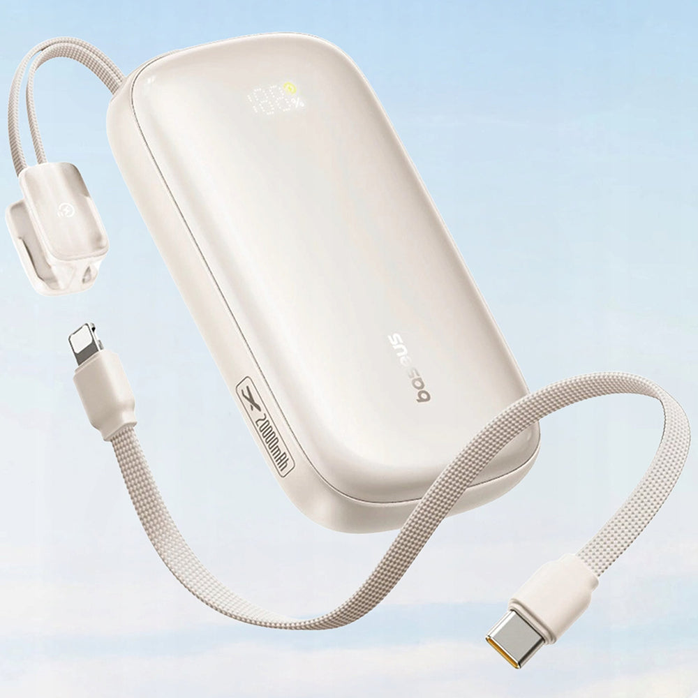 Baseus EnerFill FC21 Qpow 3 Ultra External Battery, 20000mAh, 45W, QC + PD, 1 x USB-A - 1 x USB-C, Beige E0027P01