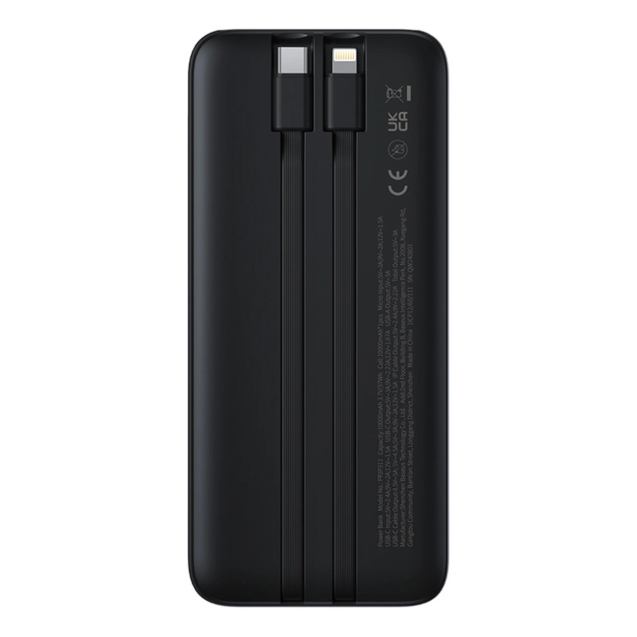 Batteria Esterna Baseus Lipow, 10000mAh, 22.5W, QC + PD, 1 x Lightning - 1 x USB-A - 2 x USB-C, Nera P10079101123-00