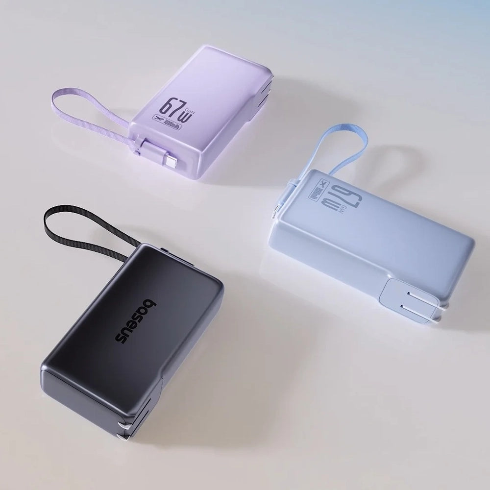 Baseus Nomos NT11 Omni US External Battery, 10000mAh, 67W, QC + PD, 1 x USB-A - 2 x USB-C, Black P10078807123-00