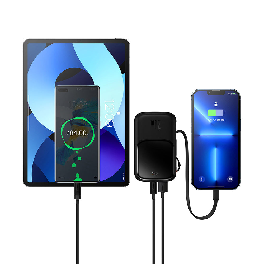 Batteria Esterna Baseus Qpow Pro, 20000mAh, 20W, QC + PD, 1 x Lightning - 1 x USB-A - 1 x USB-C, Nera PPQD040001