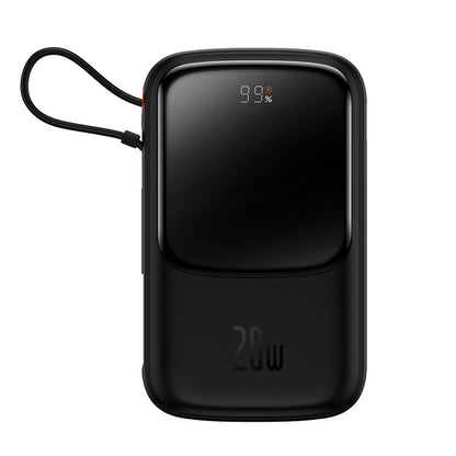 Baseus Qpow Pro External Battery, 10000mAh, 20W, QC + PD, 1 x Lightning - 1 x USB-A - 1 x USB-C, Black PPQD020001