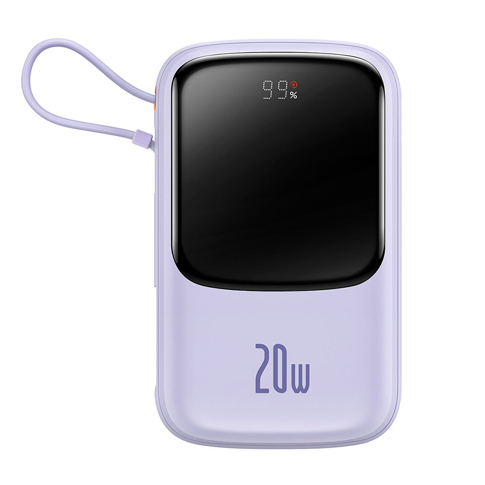 Baseus Qpow Pro External Battery, 20000mAh, 20W, QC + PD, 1 x Lightning - 1 x USB-A - 1 x USB-C, Purple PPQD030005