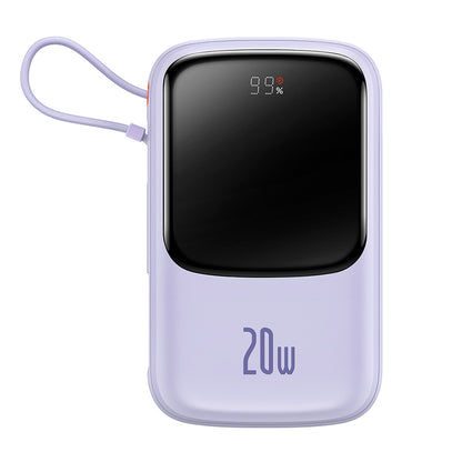 Baseus Qpow Pro External Battery, 20000mAh, 20W, QC + PD, 1 x Lightning - 1 x USB-A - 1 x USB-C, Purple PPQD030005