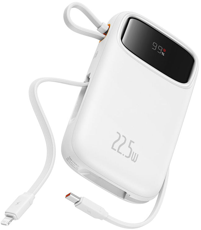 Batteria Esterna Baseus Qpow2, 10000mAh, 22.5W, QC + PD, 1 x Lightning - 1 x USB-A - 2 x USB-C, Bianca P10055003223-00