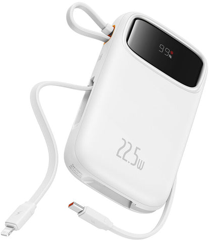 Batteria Esterna Baseus Qpow2, 10000mAh, 22.5W, QC + PD, 1 x Lightning - 1 x USB-A - 2 x USB-C, Bianca P10055003223-00