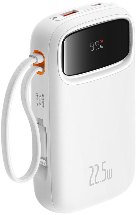 Batteria Esterna Baseus Qpow2, 10000mAh, 22.5W, QC + PD, 1 x Lightning - 1 x USB-A - 2 x USB-C, Bianca P10055003223-00