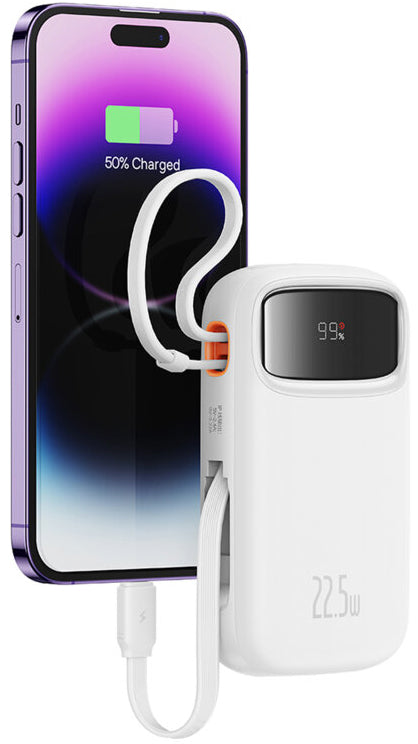 Batteria Esterna Baseus Qpow2, 10000mAh, 22.5W, QC + PD, 1 x Lightning - 1 x USB-A - 2 x USB-C, Bianca P10055003223-00