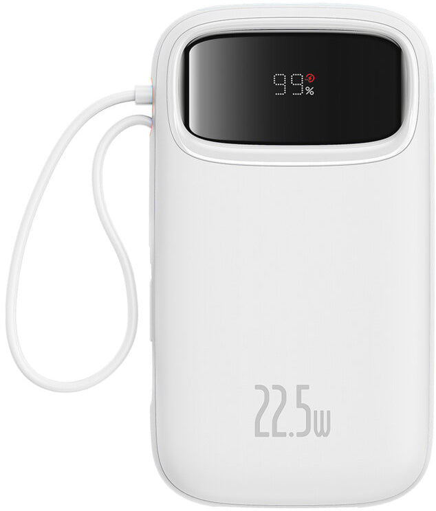 Batteria Esterna Baseus Qpow2, 10000mAh, 22.5W, QC + PD, 1 x Lightning - 1 x USB-A - 2 x USB-C, Bianca P10055003223-00