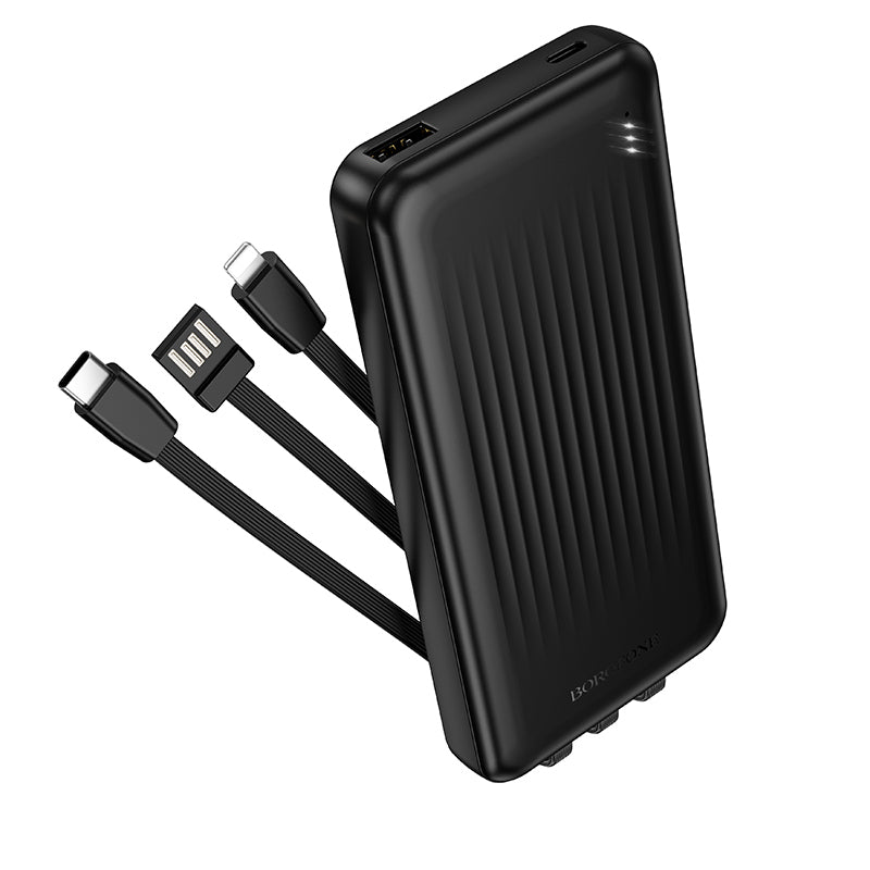Batteria Esterna Borofone BJ79 Clever, 10000mAh, 10W, 1 x Lightning - 1 x USB-A - 1 x USB-C, Nera