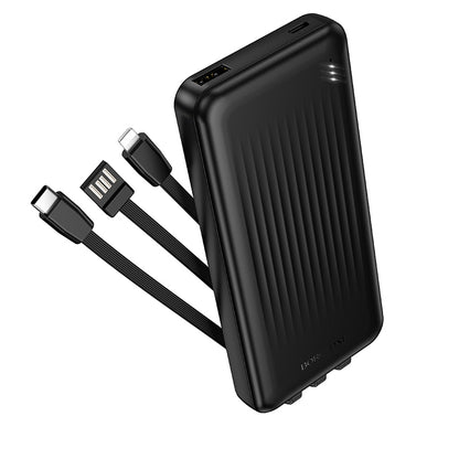 Batteria Esterna Borofone BJ79 Clever, 10000mAh, 10W, 1 x Lightning - 1 x USB-A - 1 x USB-C, Nera
