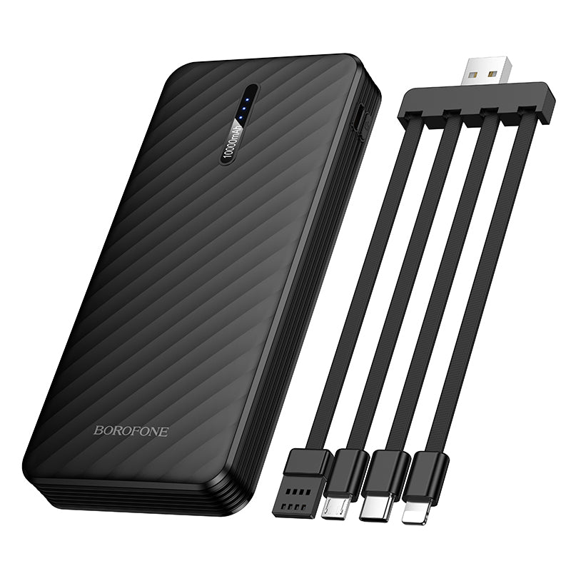 Batteria Esterna Borofone BJ84 Smooth, 10000mAh, 10W, 1 x Lightning - 1 x microUSB - 1 x USB-A - 1 x USB-C, Nera