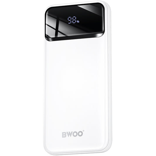 BWOO BO-P34 External Battery, 10000mAh, 22.5W, QC + PD, 1 x USB-C - 2 x USB-A, White