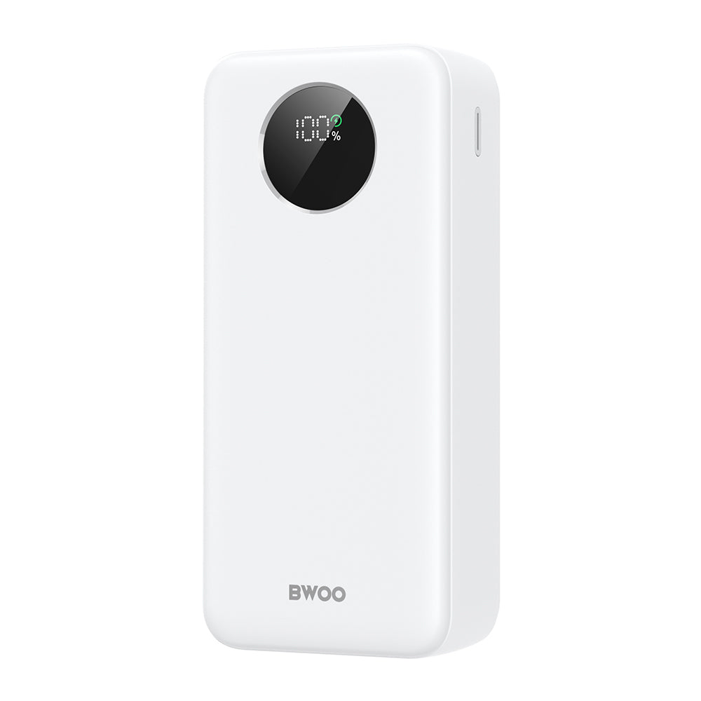 Batteria Esterna BWOO BO-P64, 30000mAh, 22.5W, QC + PD, 1 x USB-C - 2 x USB-A, Bianca
