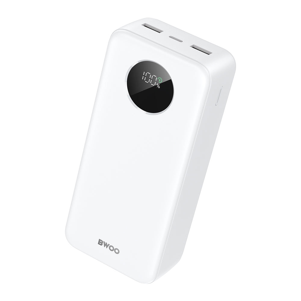 Batteria Esterna BWOO BO-P64, 30000mAh, 22.5W, QC + PD, 1 x USB-C - 2 x USB-A, Bianca
