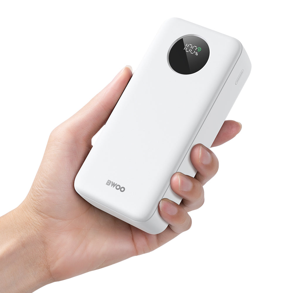 Batteria Esterna BWOO BO-P64, 30000mAh, 22.5W, QC + PD, 1 x USB-C - 2 x USB-A, Bianca