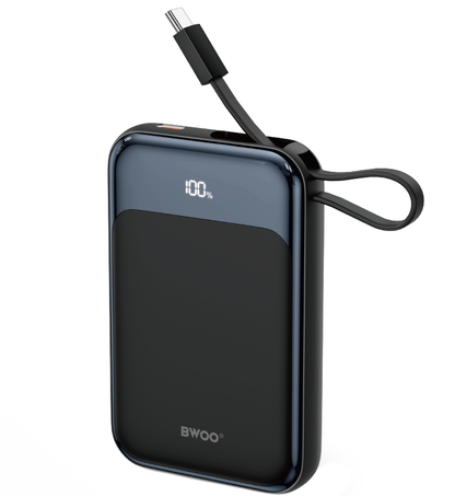 Batteria Esterna Wireless BWOO BO-P80, 10000mAh, 22.5W, PD + FQI, 1 x QI - 2 x USB-C, Nera