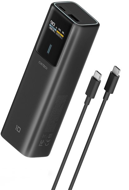Batteria Esterna Cuktech, 10000mAh, 150W, QC + PD, 1 x USB-A - 1 x USB-C, Nera CKPB100PGLBL