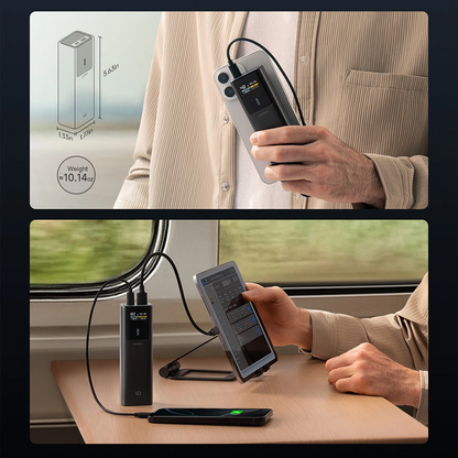 Batteria Esterna Cuktech, 10000mAh, 150W, QC + PD, 1 x USB-A - 1 x USB-C, Nera CKPB100PGLBL