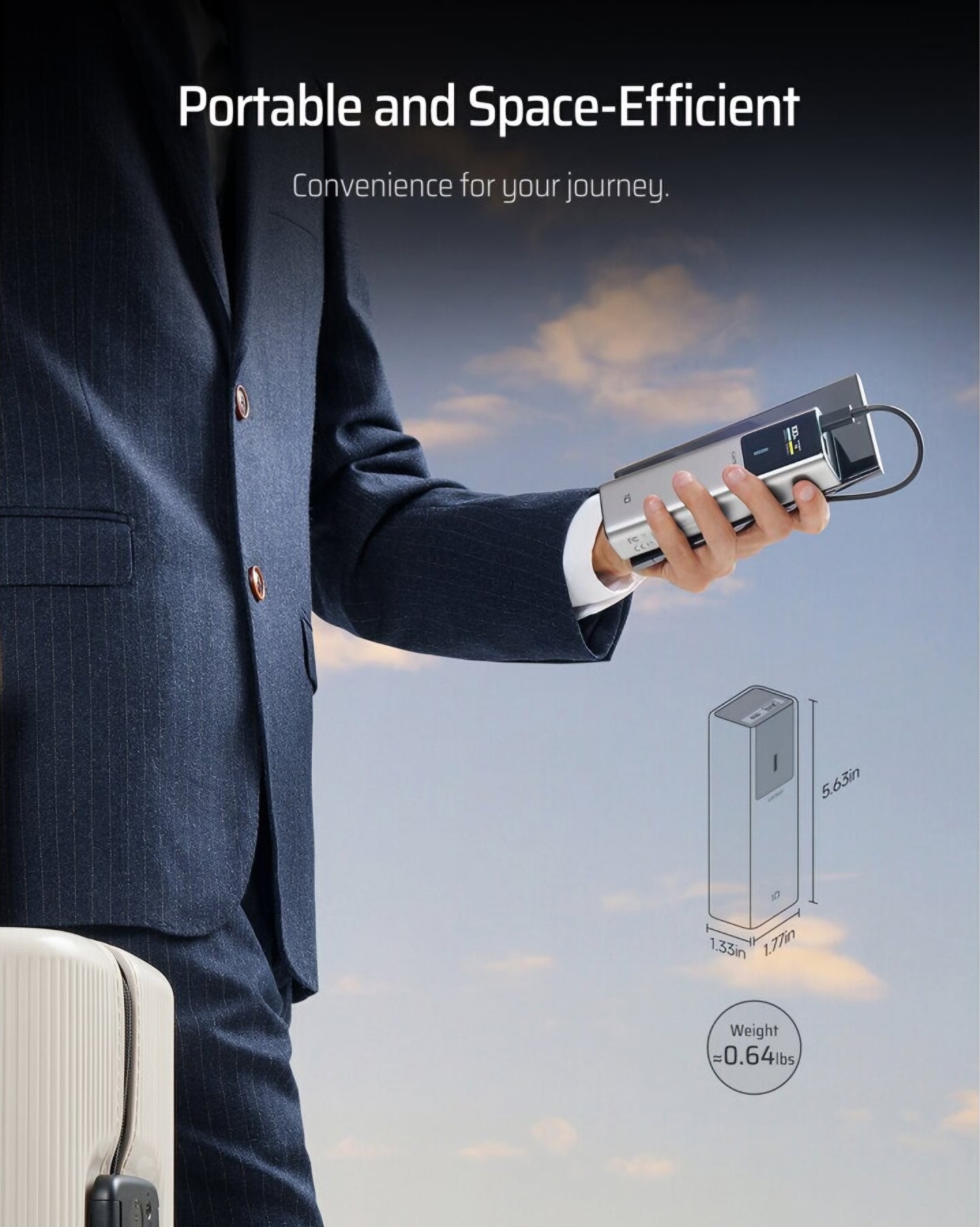 Batteria Esterna Cuktech, 10000mAh, 150W, QC + PD, 1 x USB-A - 1 x USB-C, Grigio CKPB100PGLBK