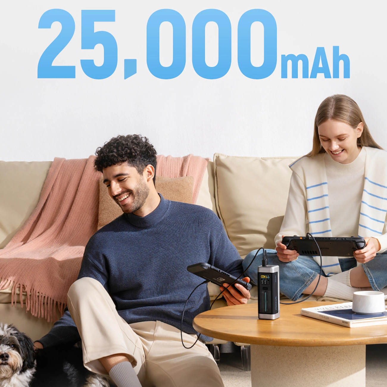 Batteria Esterna Cuktech, 25000mAh, 210W, QC + PD, 1 x USB-A - 2 x USB-C, Nera CUK00P23GLBK