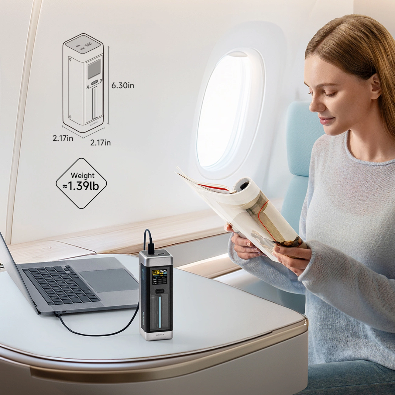 Batteria Esterna Cuktech, 25000mAh, 210W, QC + PD, 1 x USB-A - 2 x USB-C, Nera CUK00P23GLBK