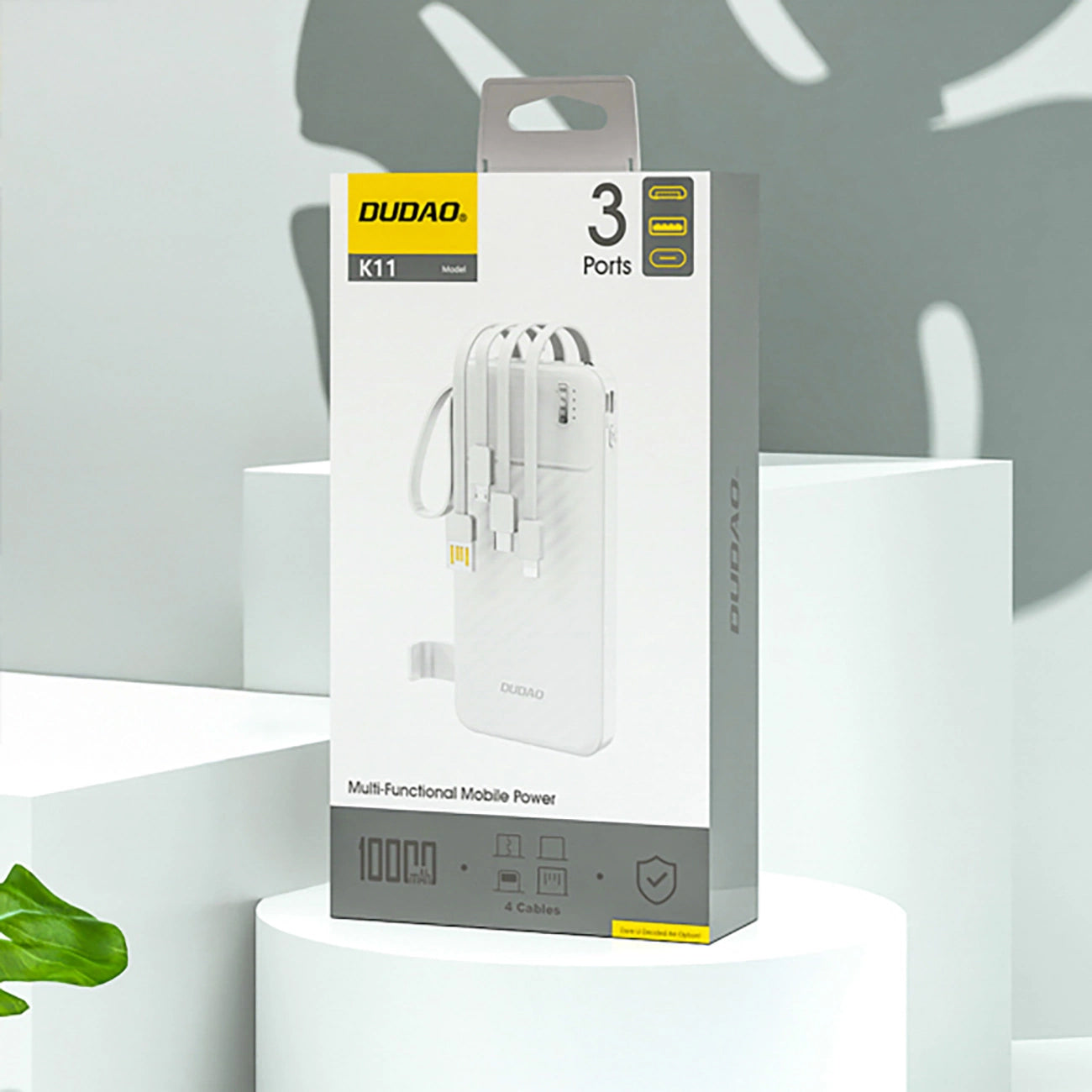 Batteria Esterna Dudao K11, 10000mAh, 10W, 1 x Lightning - 1 x microUSB - 1 x USB-A - 1 x USB-C, Bianca