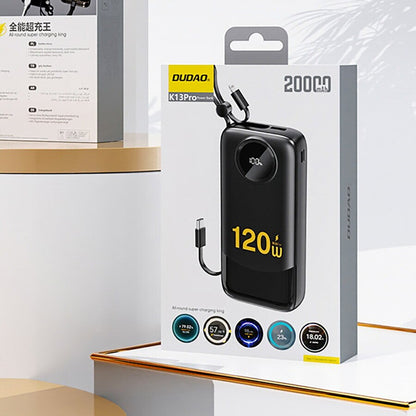 Batteria Esterna Dudao K13, 10000mAh, 22.5W, QC + PD, 1 x Lightning - 1 x USB-A - 2 x USB-C, Nera