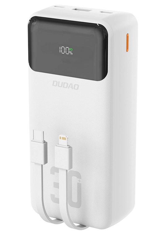 Batteria Esterna Dudao K15MAX, 30000mAh, 22.5W, QC + PD, 1 x USB-A - 2 x Lightning - 2 x USB-C, Bianca