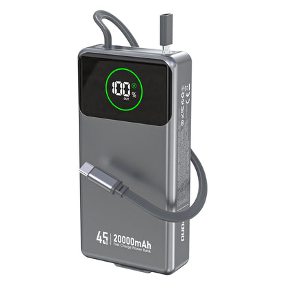 Batteria Esterna Dudao K31 Pro, 20000mAh, 45W, QC + PD, 1 x USB-A - 2 x USB-C, Grigio