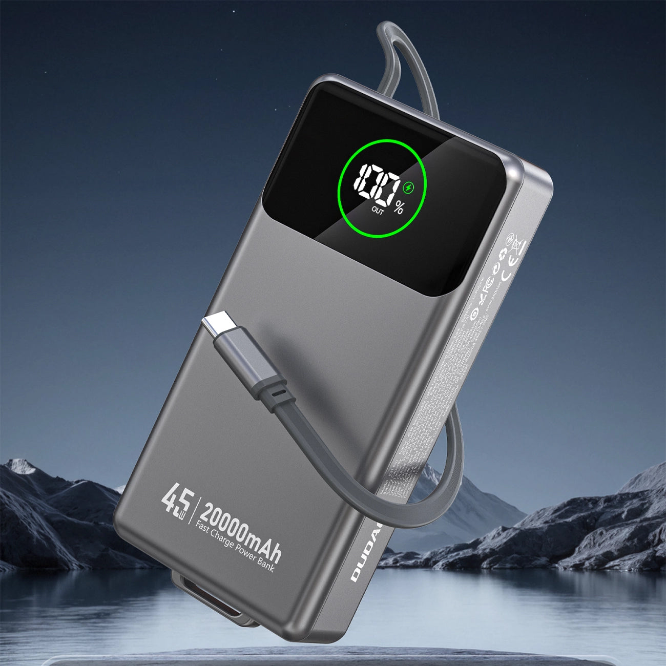 Batteria Esterna Dudao K31 Pro, 20000mAh, 45W, QC + PD, 1 x USB-A - 2 x USB-C, Grigio