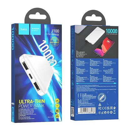Batteria Esterna HOCO J100, 10000mAh, 10W, 2 x USB-A, Bianca