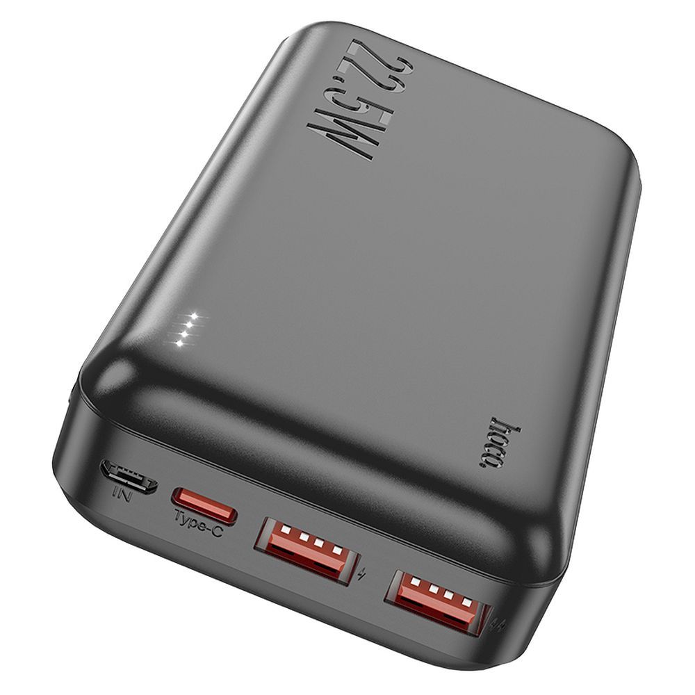 Batteria Esterna HOCO J101A, 20000mAh, 22.5W, QC + PD, 1 x USB-C - 2 x USB-A, Nera