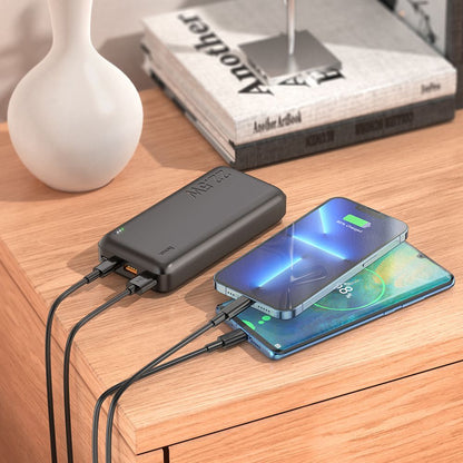 Batteria Esterna HOCO J101A, 20000mAh, 22.5W, QC + PD, 1 x USB-C - 2 x USB-A, Nera