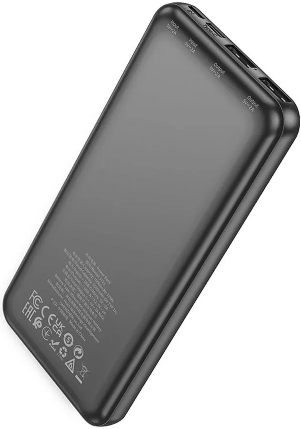 Batteria Esterna HOCO J123, 10000mAh, 10W, 2 x USB-A, Nera