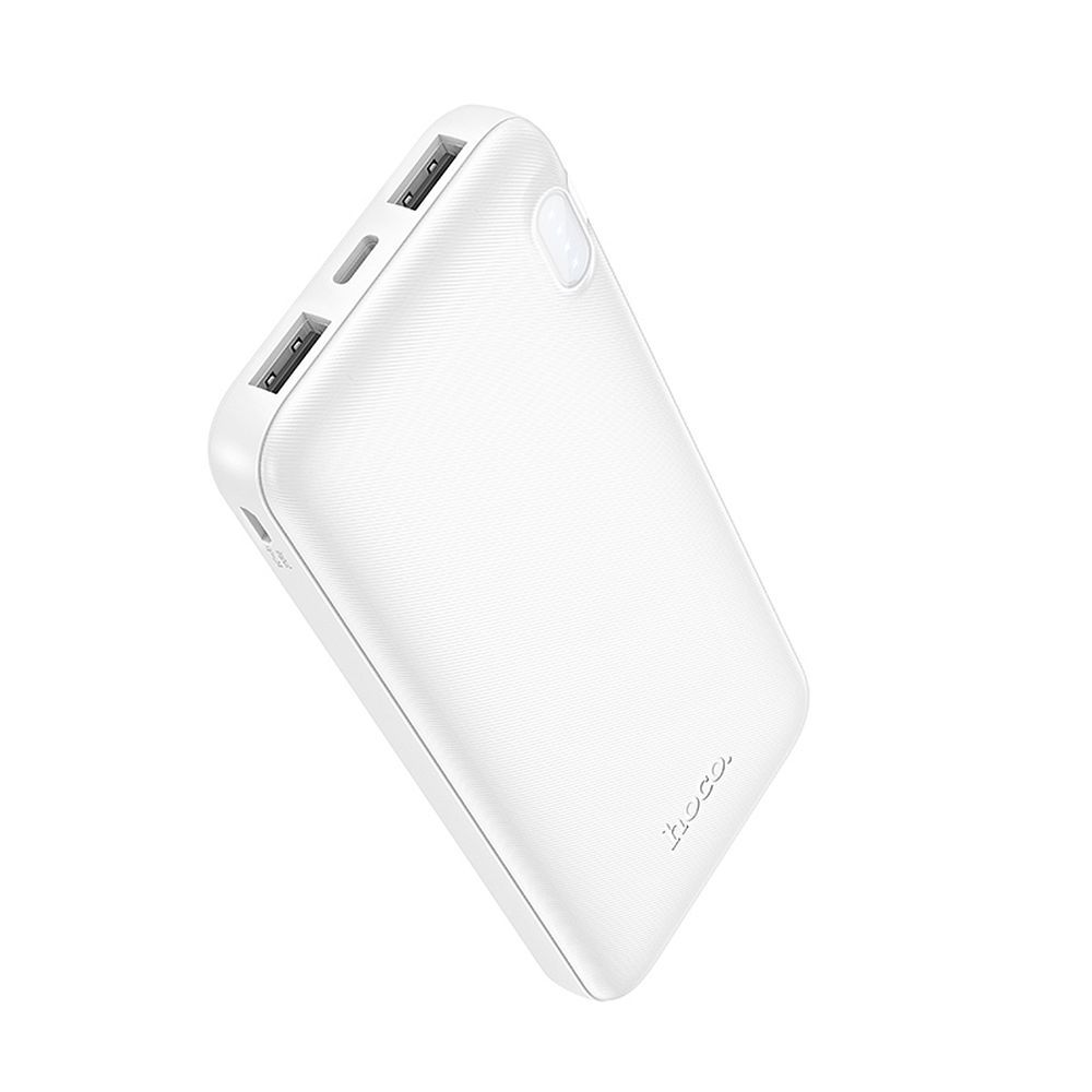 HOCO J128 External Battery, 10000mAh, 10W, 2 x USB-A, White