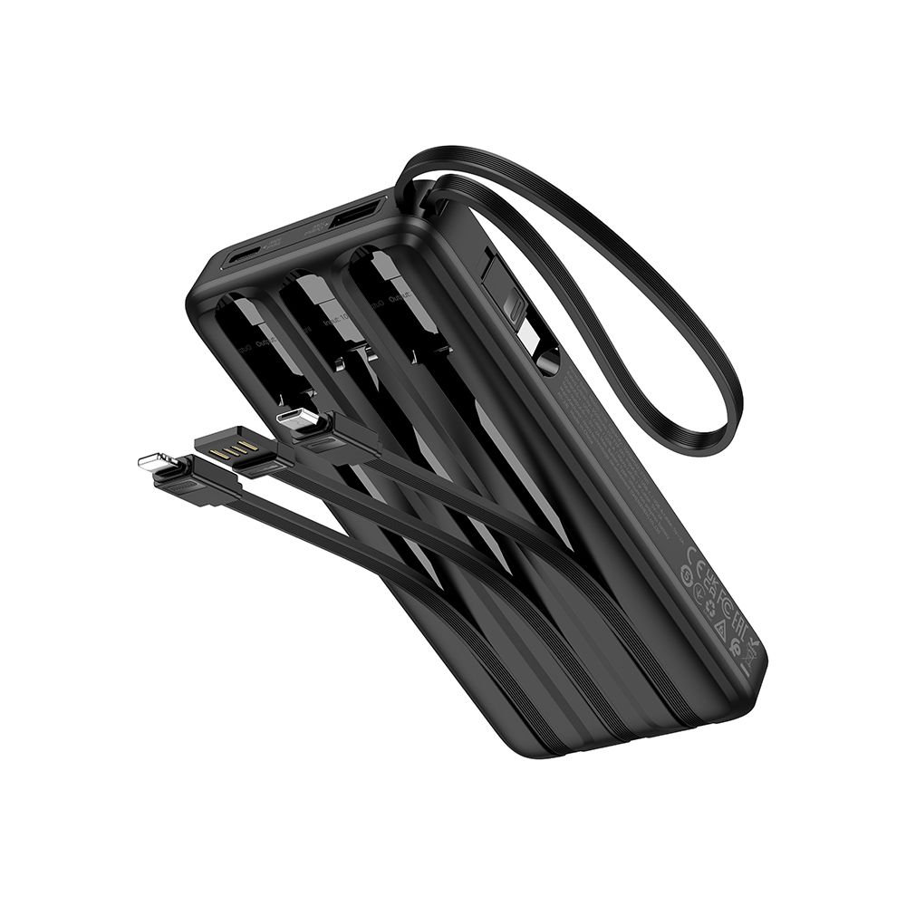 Batteria Esterna HOCO J146, 10000mAh, 10W, 1 x Lightning - 1 x microUSB - 1 x USB-A - 1 x USB-C, Nera