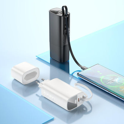 Power bank HOCO J148 2 in 1, 5000 mAh, 20 W, PD, 2 x USB-C, bianca
