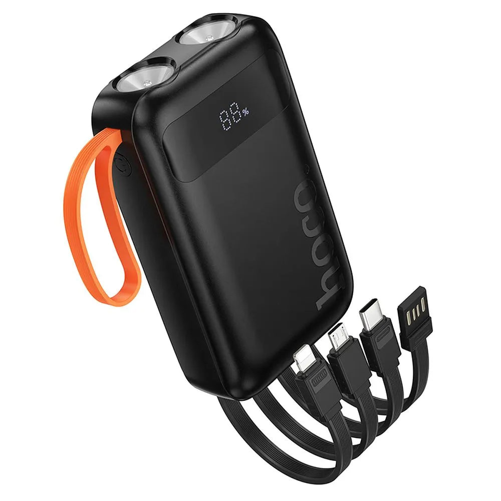 Batteria Esterna HOCO J151, 10000mAh, 10W, 1 x Lightning - 1 x microUSB - 1 x USB-A - 1 x USB-C, Nera