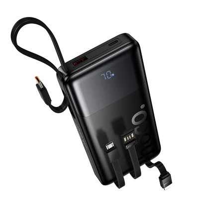 Batteria Esterna HOCO J156 Founder, 10000mAh, 22.5W, QC + PD, 1 x Lightning - 1 x microUSB - 1 x USB-A - 2 x USB-C, Nera