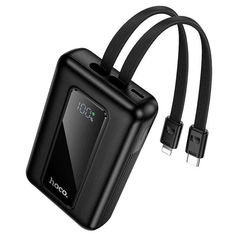 Batteria Esterna HOCO J162, 10000mAh, 22.5W, QC + PD, 1 x Lightning - 1 x USB-A - 2 x USB-C, Nera
