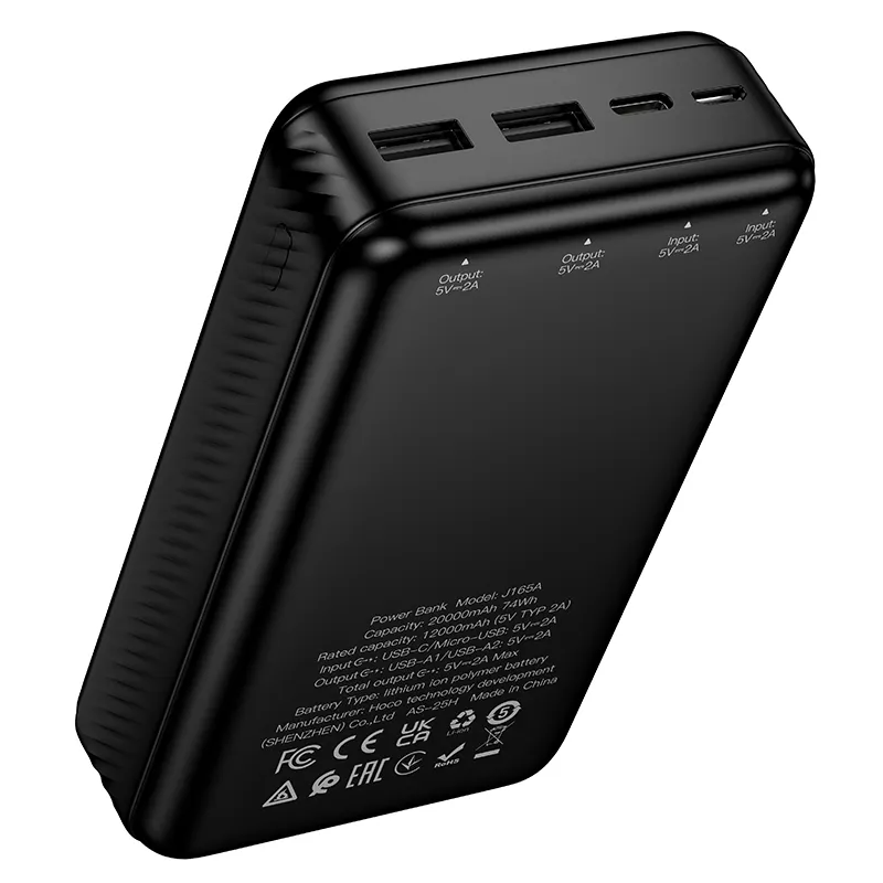 Batteria Esterna HOCO J165A, 20000mAh, 10W, 2 x USB-A, Nera