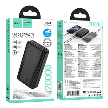 Batteria Esterna HOCO J165A, 20000mAh, 10W, 2 x USB-A, Nera