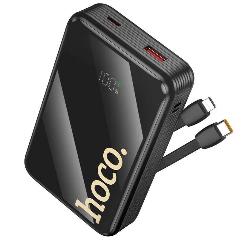 HOCO Q37A External Battery, 20000mAh, 22.5W, QC + PD, 1 x Lightning - 1 x USB-A - 2 x USB-C, Black