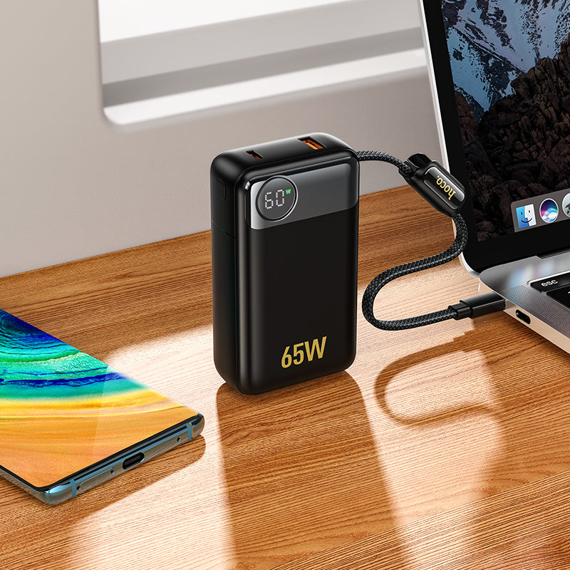 Batteria Esterna HOCO Q53, 12000mAh, 65W, QC + PD, 1 x USB-A - 2 x USB-C, Nera