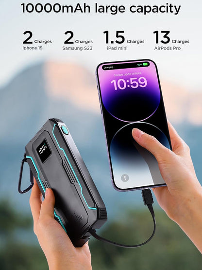 Joyroom JR-L017 External Battery, 10000mAh, 22.5W, QC + PD, 1 x Lightning - 1 x USB-A - 2 x USB-C, Black